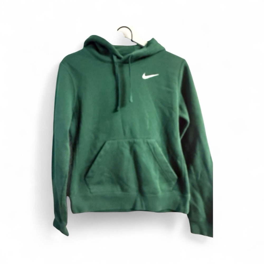 Nike Hoodie Women's Small Green White Swoosh Sweatshirt Sweater Organic Cotton